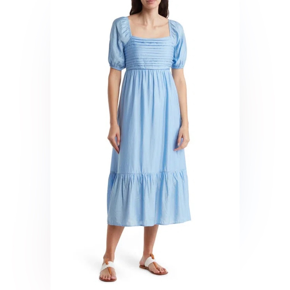 By the River Puff Sleeve Midi Dress SZ L